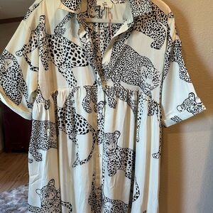 Entro Black and White Animal Print Dress